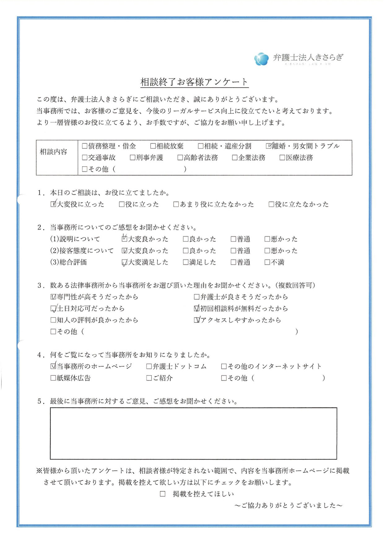 相談内容が大変役に立ちました