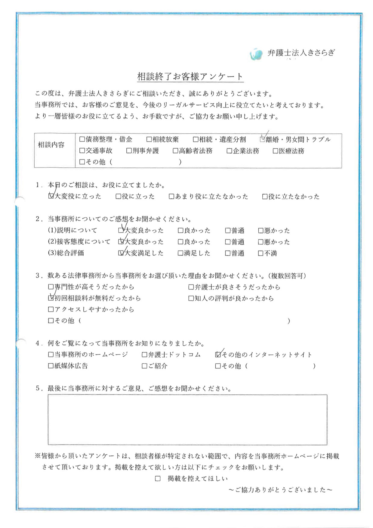 相談内容が大変役に立ちました