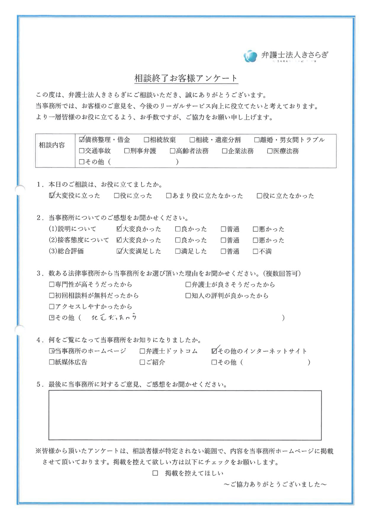 相談内容が大変役に立ちました