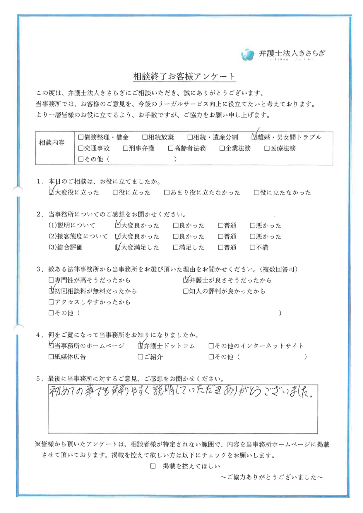 初めての事でも解りやすく説明していただきありがとうございました